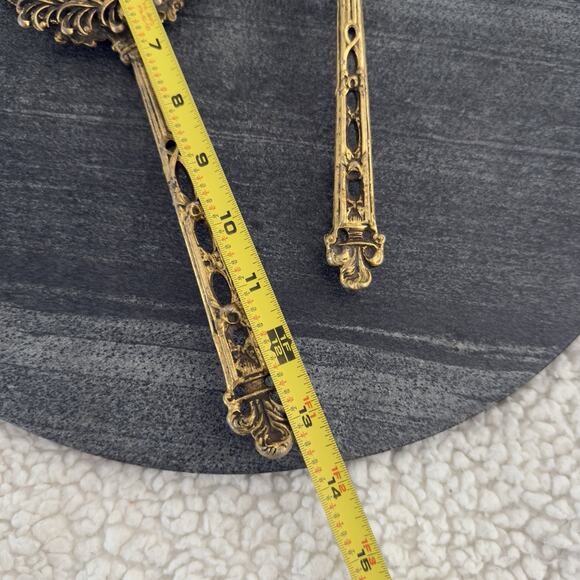 Vintage Vanity Mirror & Hair Brush Set Gold READ Hollywood Regency MCM Decor - Picture 8 of 8